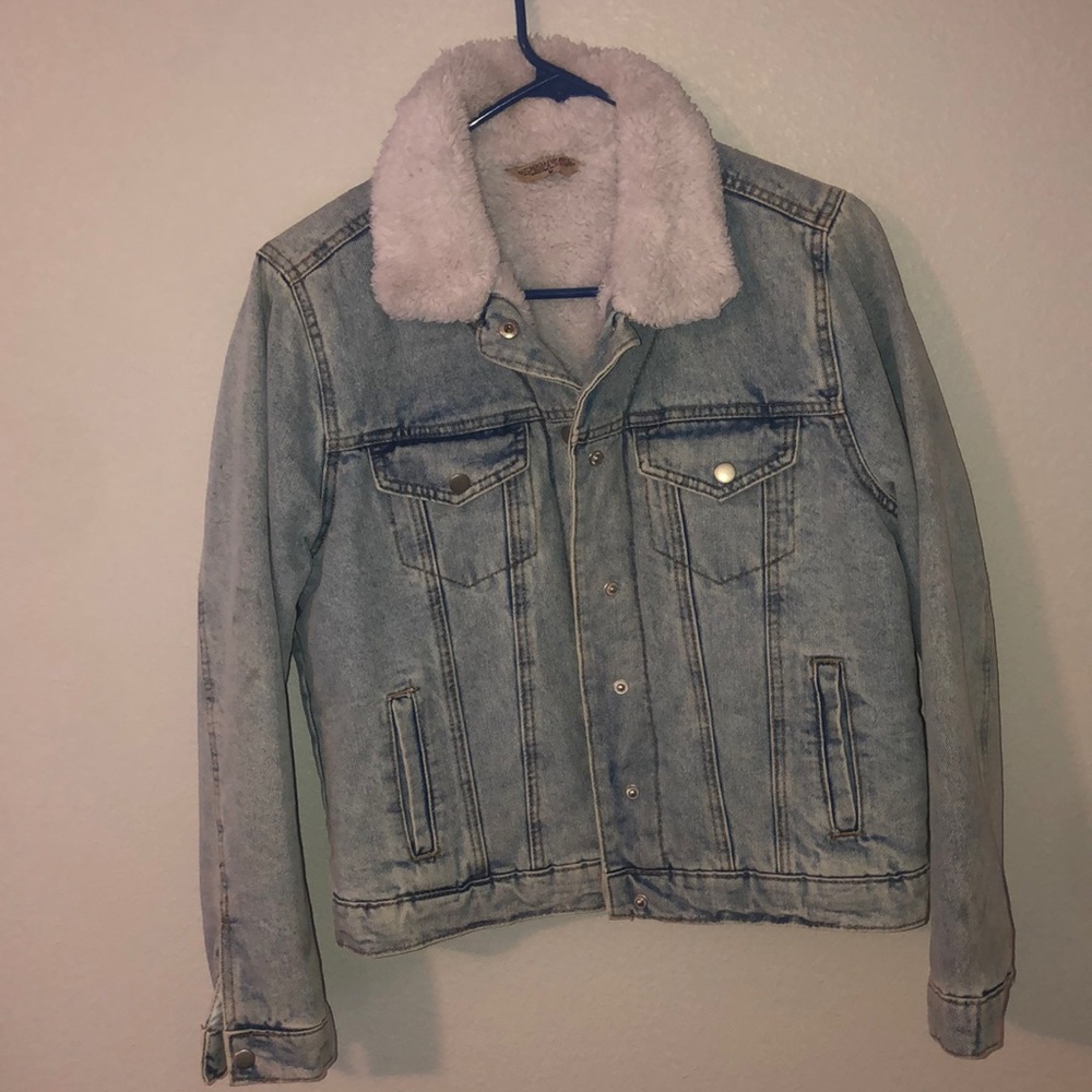 Denim fur jacket